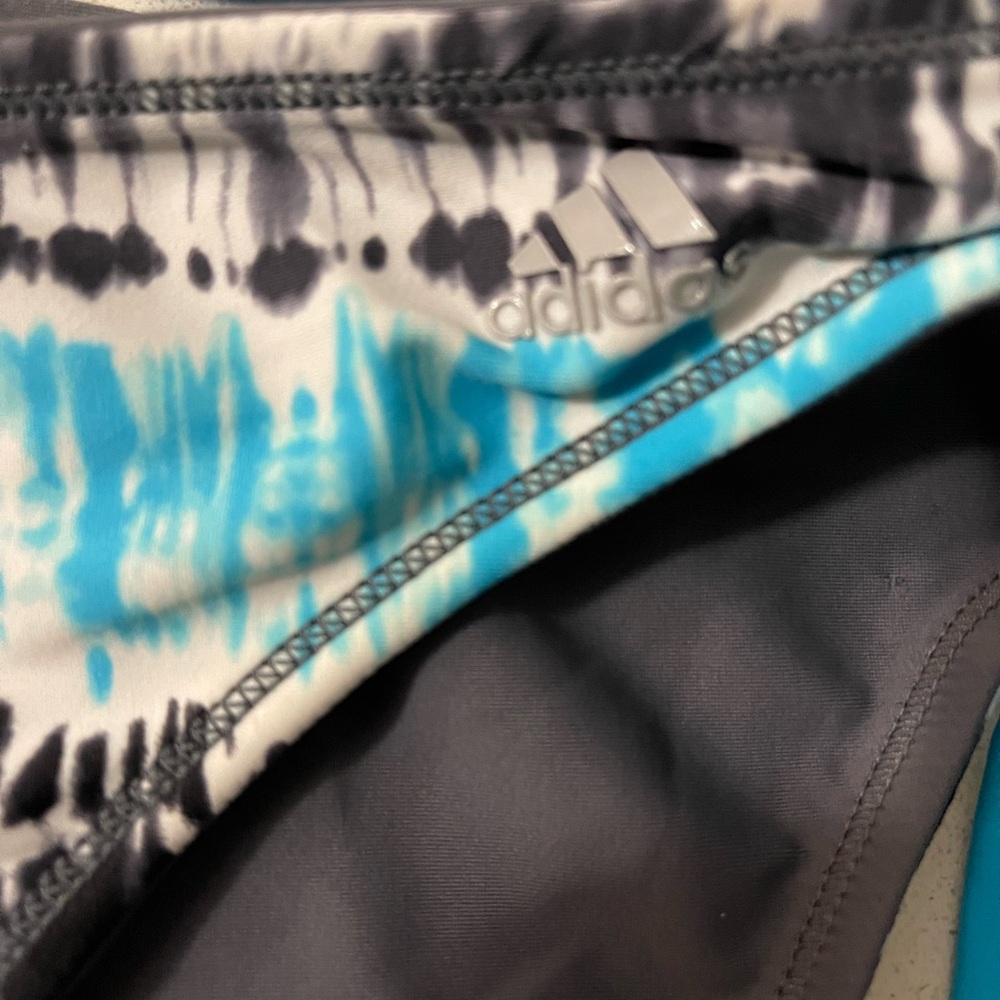 Adidas Blue and Gray Patterned Bikini Bottom